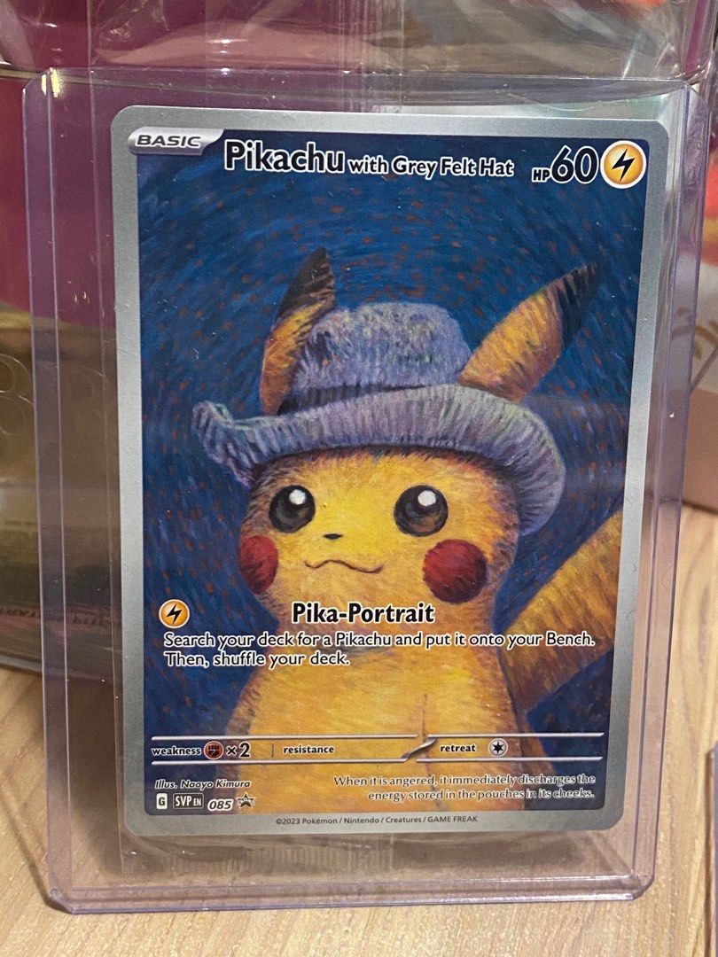 Van Gogh Pikachu With Grey Felt Hat + 7 Booster Packs (Obsidian