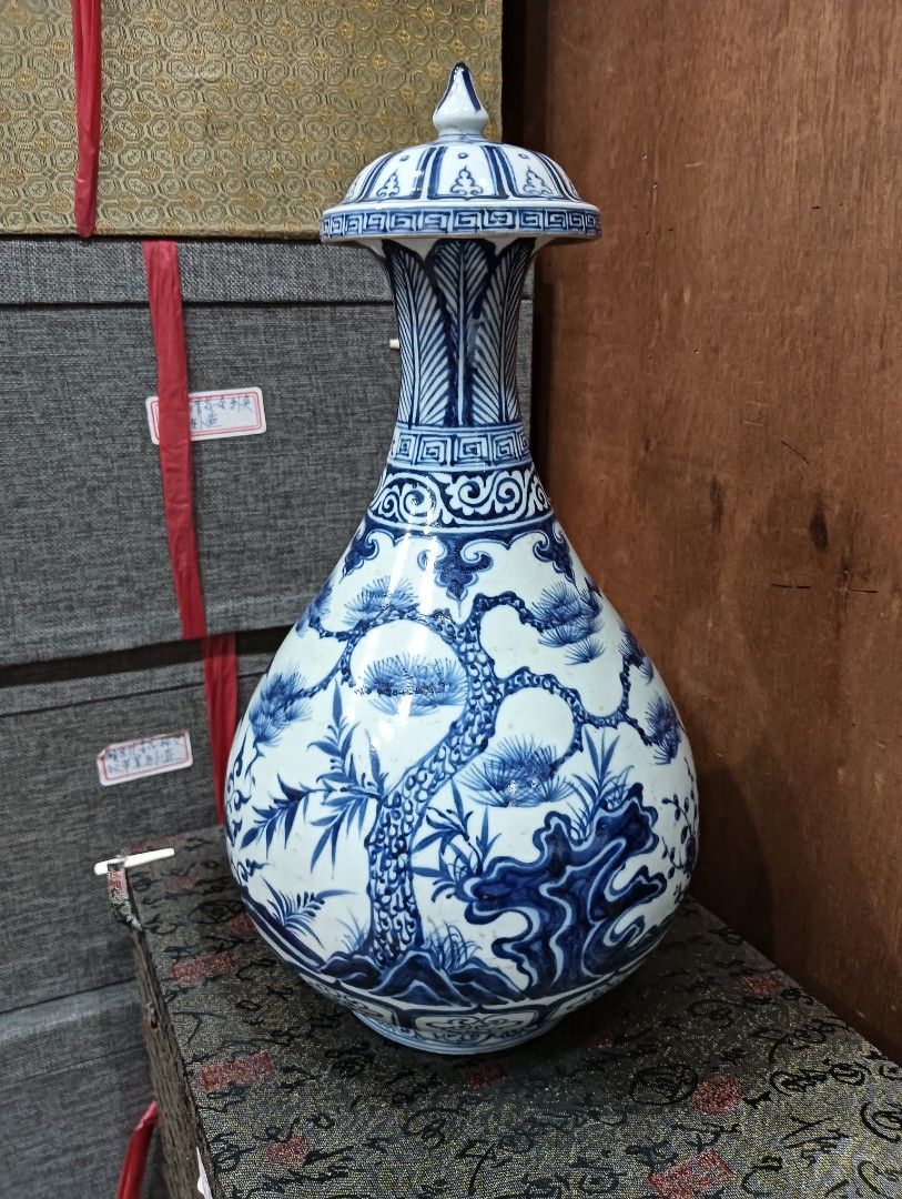 アンティーク 中国美術 陶磁器 壺 ツボ 花瓶 花器 龍 大型 大きめ 中国陶器 - 花瓶