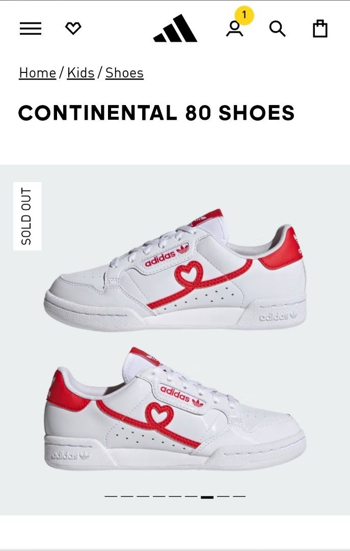 Adidas Continental 80 Shoes White Red Heart Sneakers Rubber Shoes Original Authentic Size7 Women s Fashion Footwear Sneakers on Carousell