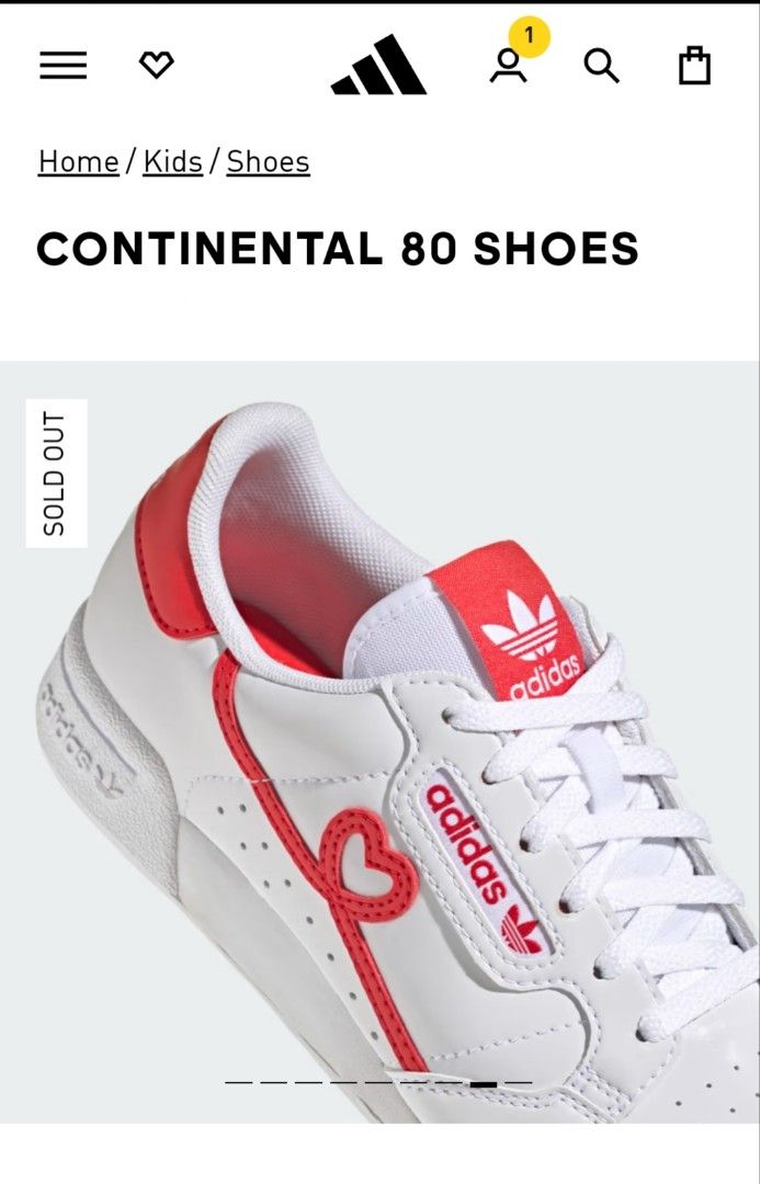 Adidas Continental 80 Shoes White Red Heart Sneakers Rubber Shoes Original Authentic Size7 Women s Fashion Footwear Sneakers on Carousell