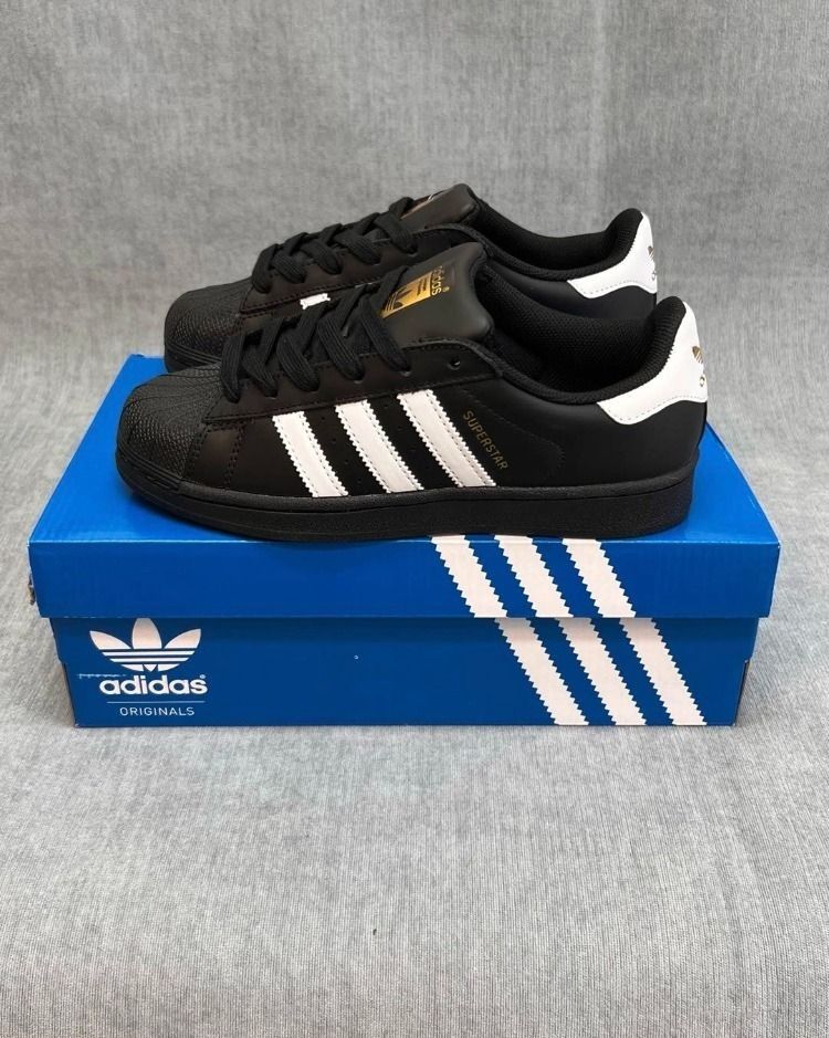 Originals  superstar suede trainers in black & white  shell toe outlet