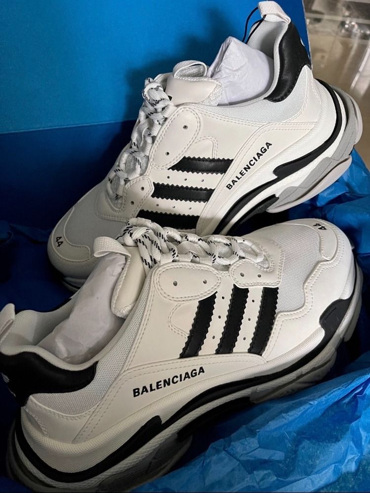 adidas originals x Balenciaga巴黎世家TripleS低幫老爹鞋男款白色