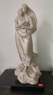 Antique BISQUE Statue of Madonna & Child Jesus (1900) H17”