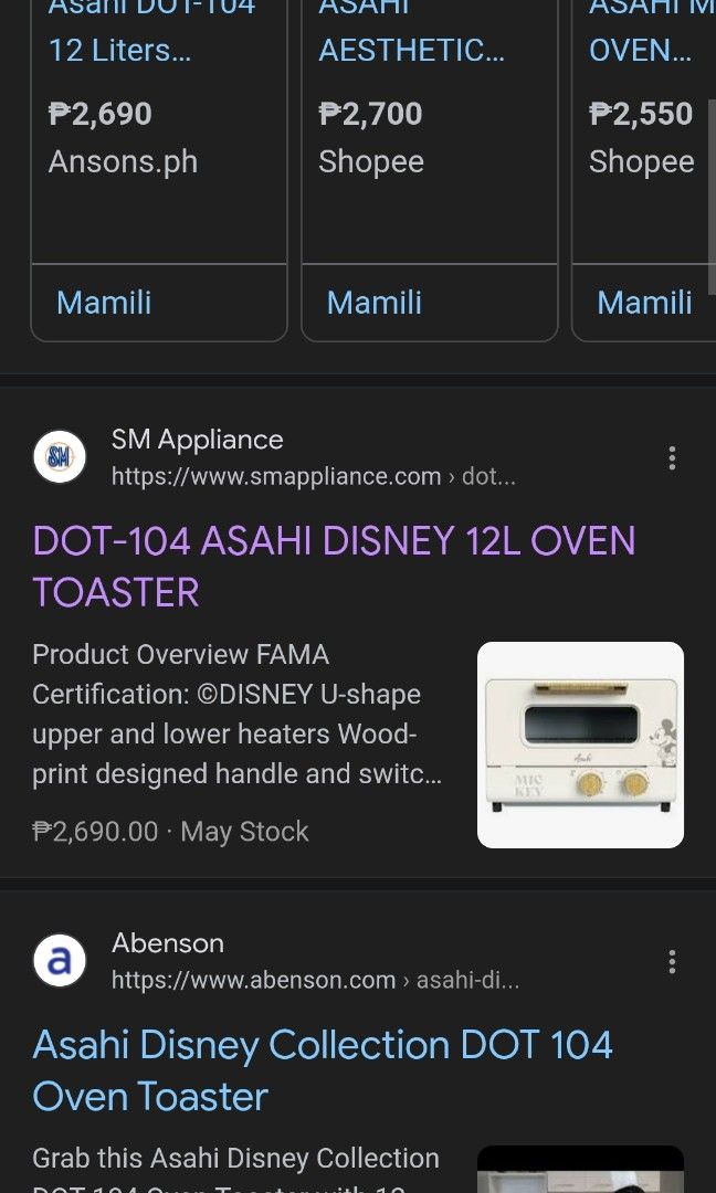 Asahi Disney Oven Toaster, TV & Home Appliances, Kitchen Appliances