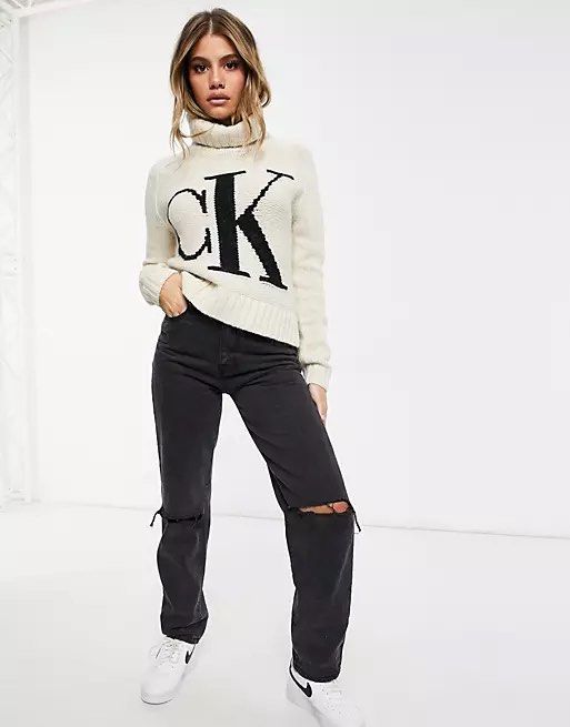 White calvin klein jumper womens discount