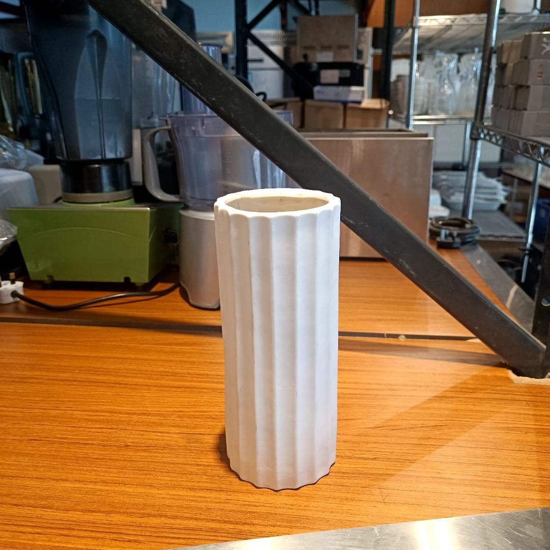 Bloomingville Tall White Ceramic Fluted Vase, Furniture & Home Living