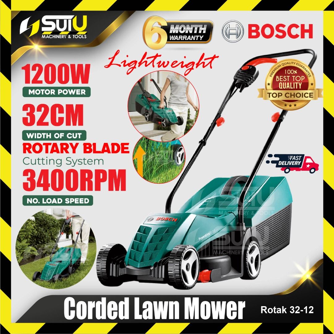 Bosch rotak 32r electric rotary lawnmower with shop 32 cm cutting width