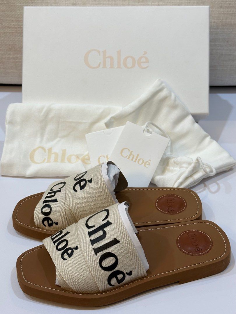 Chloe woody store mules white