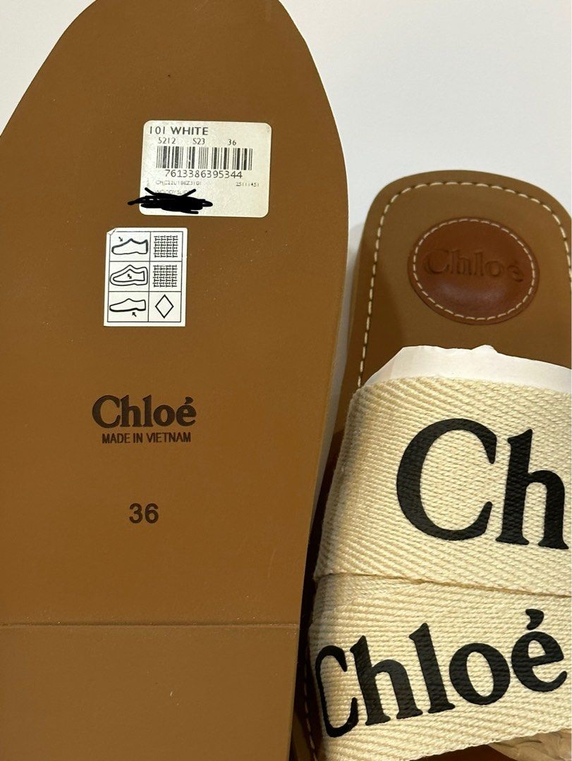 Chloe Woody Flat Mules Size 36 White Women s Fashion