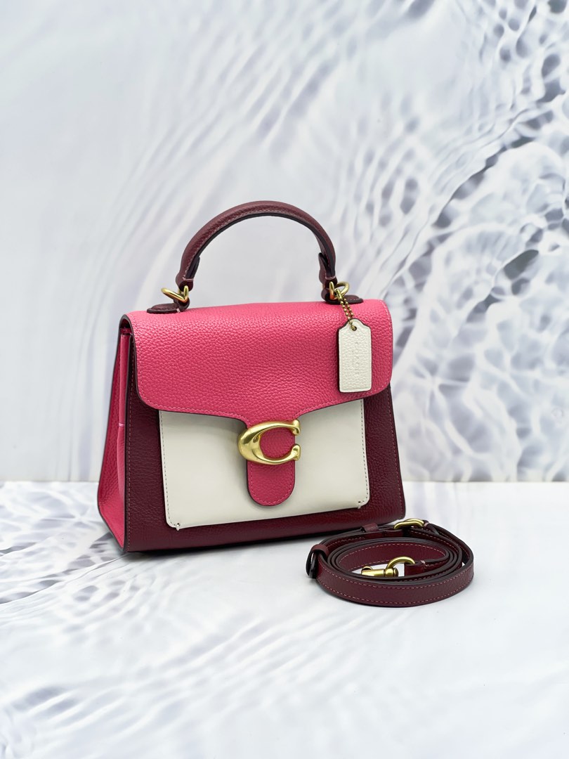 COACH TABBY TOP HANDLE 20 PEBBLED LEATHER WITH LONG STRAP, Luxury, Bags