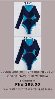 Colorblock Zip One Piece Swimsuit-Medium