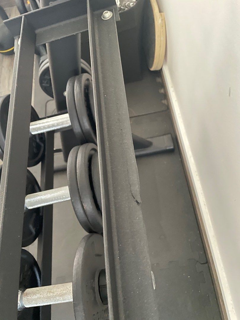 Decathlon dumbell set with rack and ez curl bar, Sports Equipment