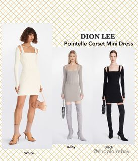 DION LEE Pointelle mini corset dress black white grey alloy bone