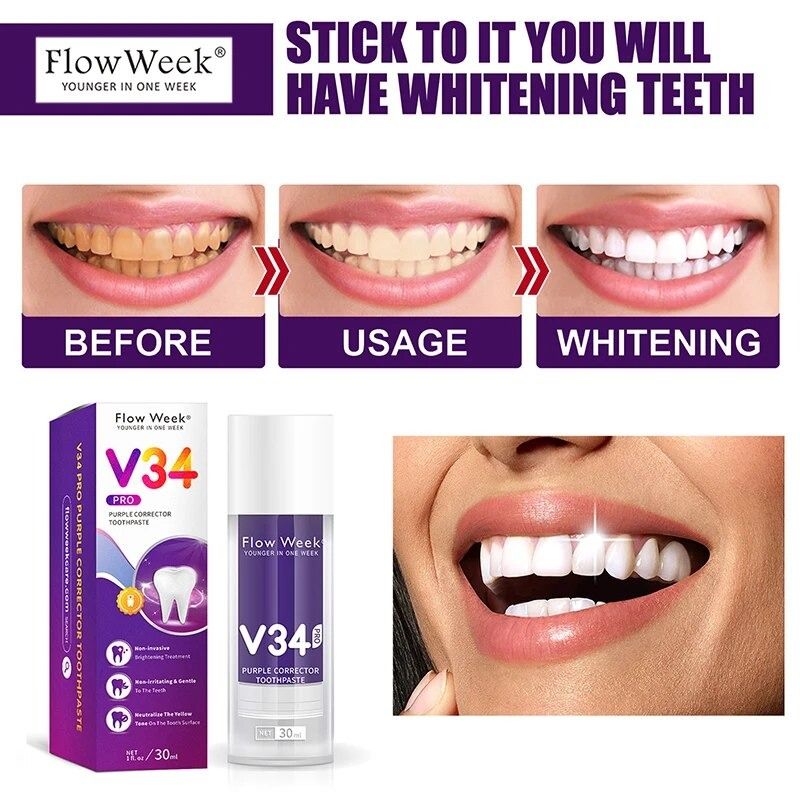 Flow Week V34 Pro Toothpaste Colour Corrector Purple Toothpaste Non ...