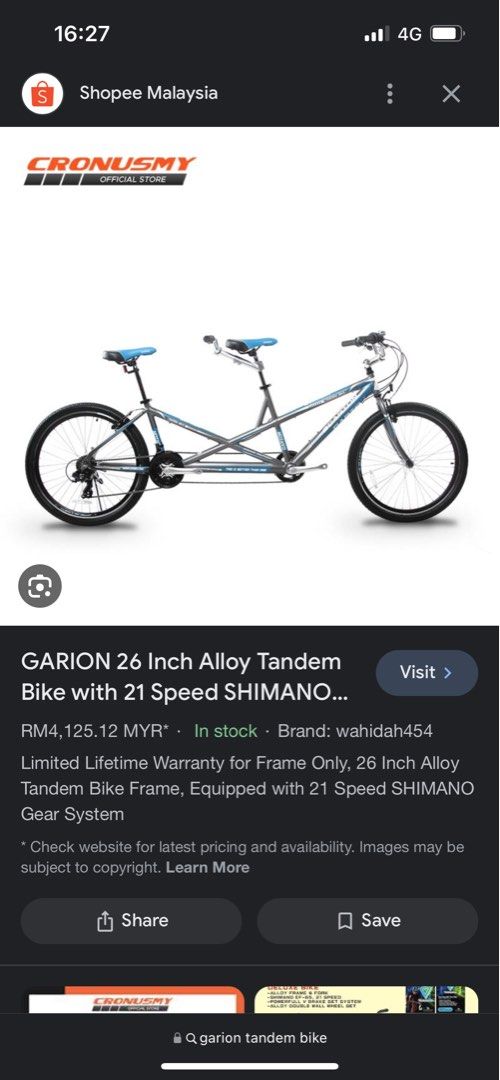 GARION Tandem Bike Sports Equipment Bicycles Parts Bicycles