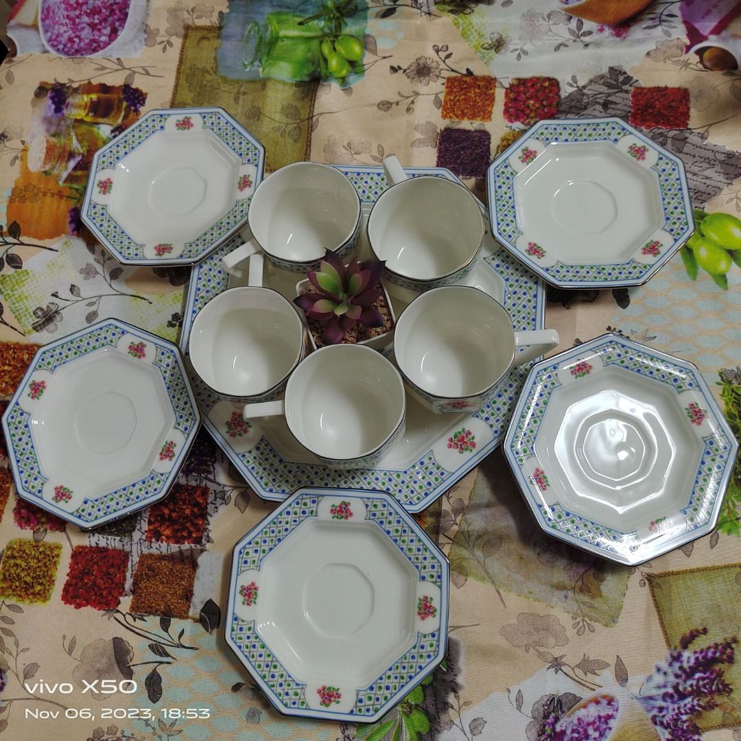 Givenchy Octagon Platter and Cup and Saucer Set, Furniture & Home ...