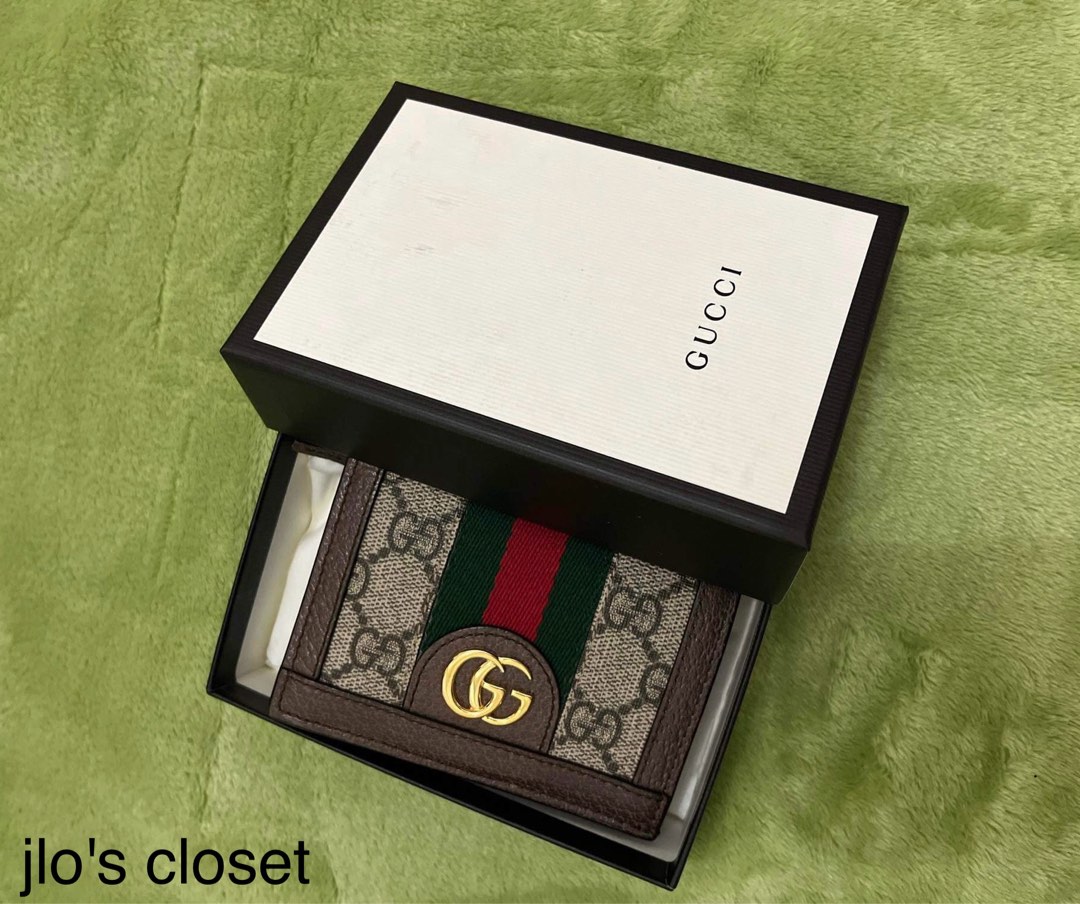 Gucci Ophidia Card Case Monogram GG Supreme  Brown, Luxury, Bags