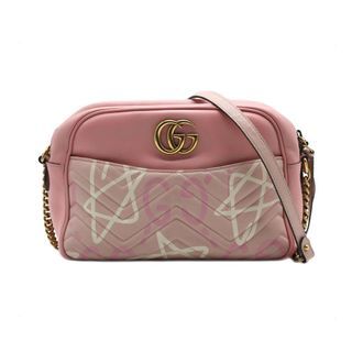 GUCCI Pink GucciGhost Print Medium GG Marmont Shoulder Bag