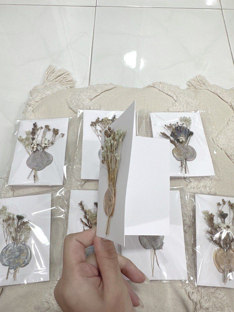 Handmade wax seal dried flowers cards (thank you/ greeting cards