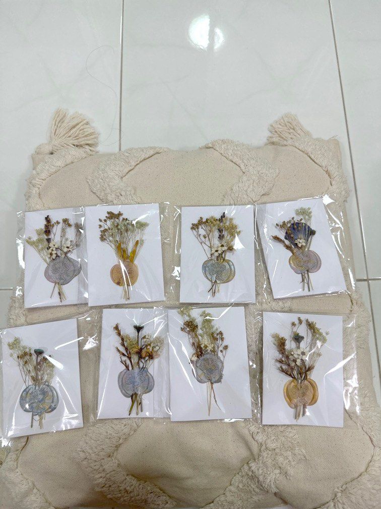 Handmade wax seal dried flowers cards (thank you/ greeting cards