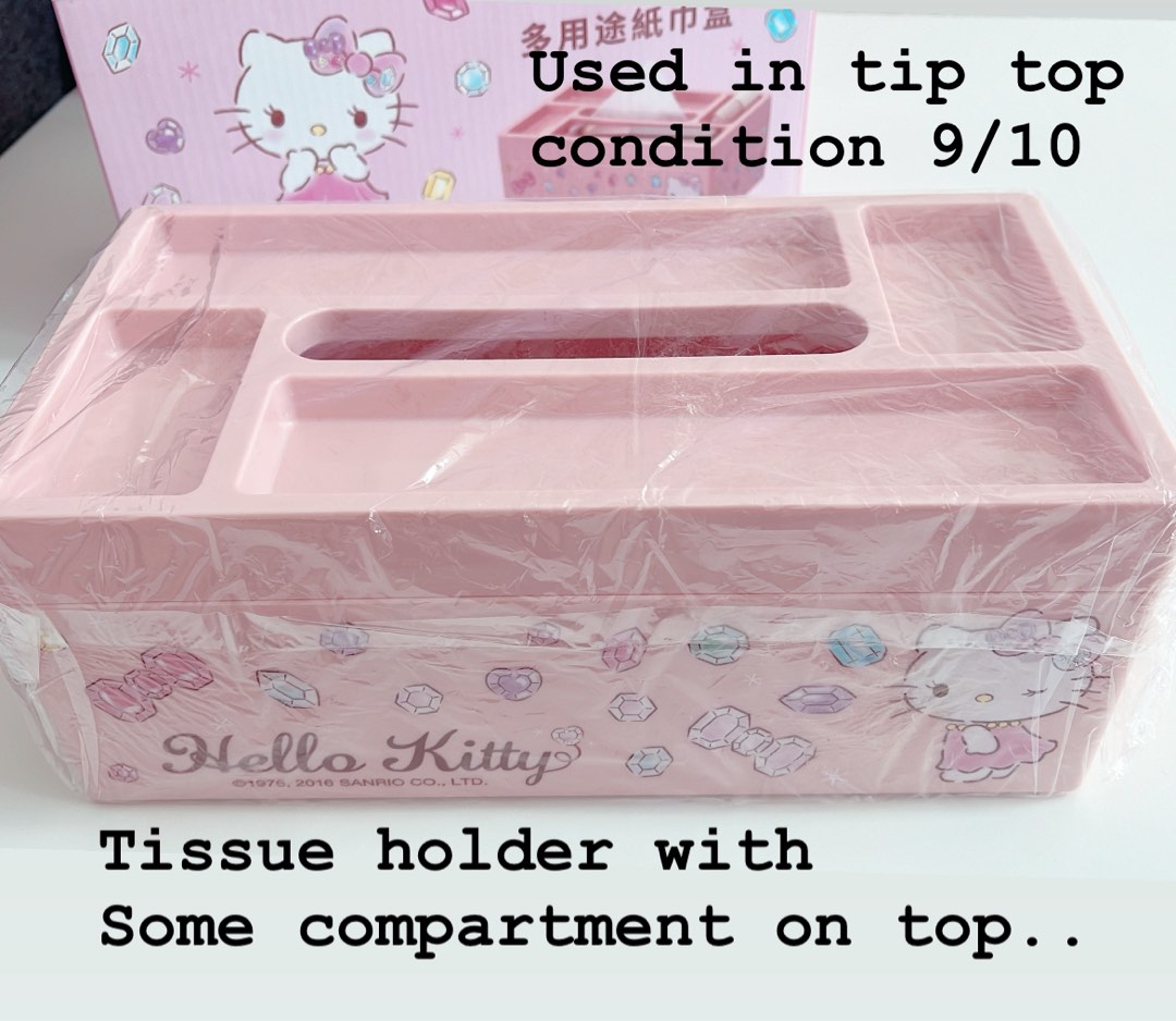 Hello kitty tissue holder with compartment on top, Furniture & Home