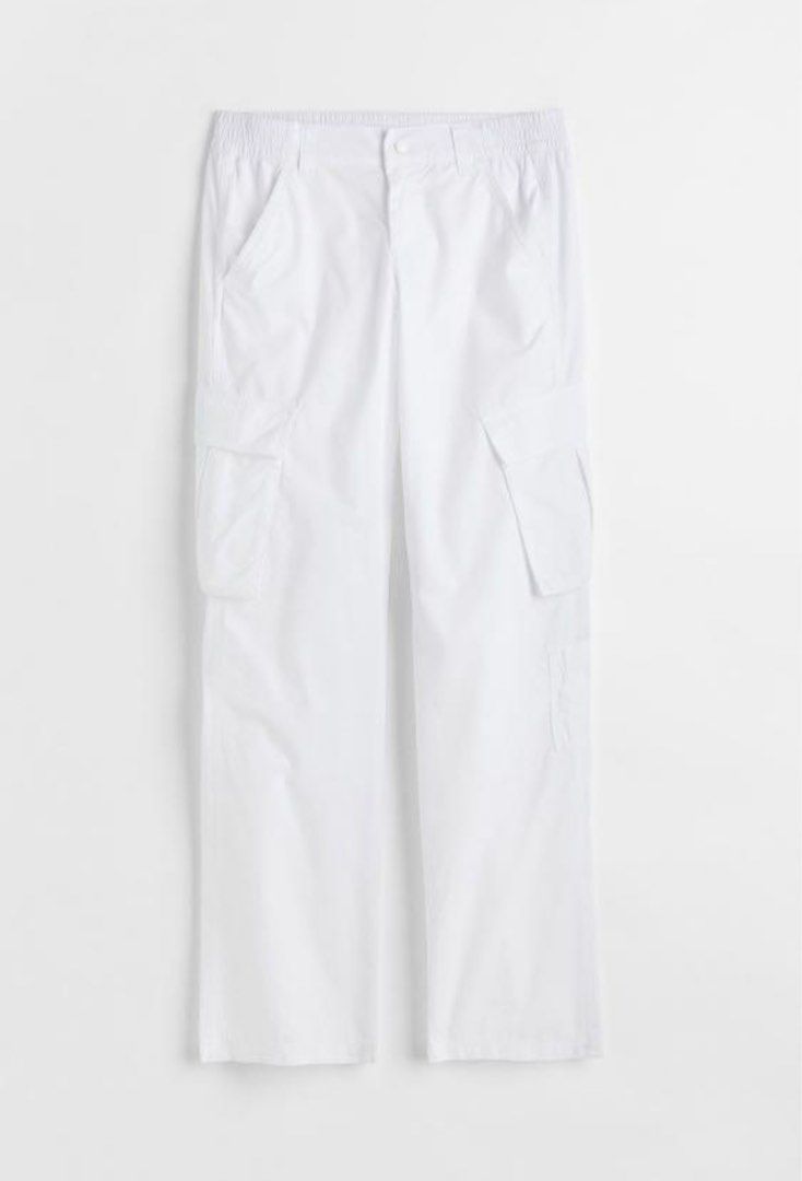 H&M White Canvas Cargo Pants Multipocket Trousers, Women's Fashion,  Bottoms, Other Bottoms on Carousell