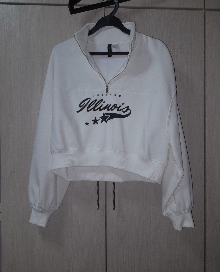 H M White long sleeve jacket sweater