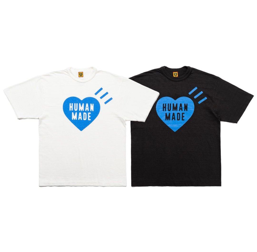 Tシャツ・カットソー [Human Made] Offline Exclusive Heart T-Shirt (White Blue) Human made offline store tee Blue heart, Men's Fashion, Tops