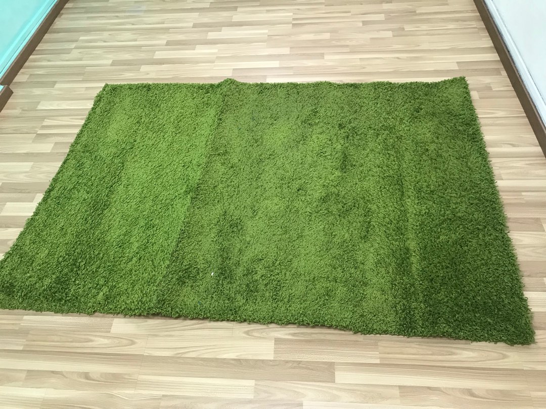 IKEA Hampen Green High Pile Rugs, Furniture & Home Living, Home Decor