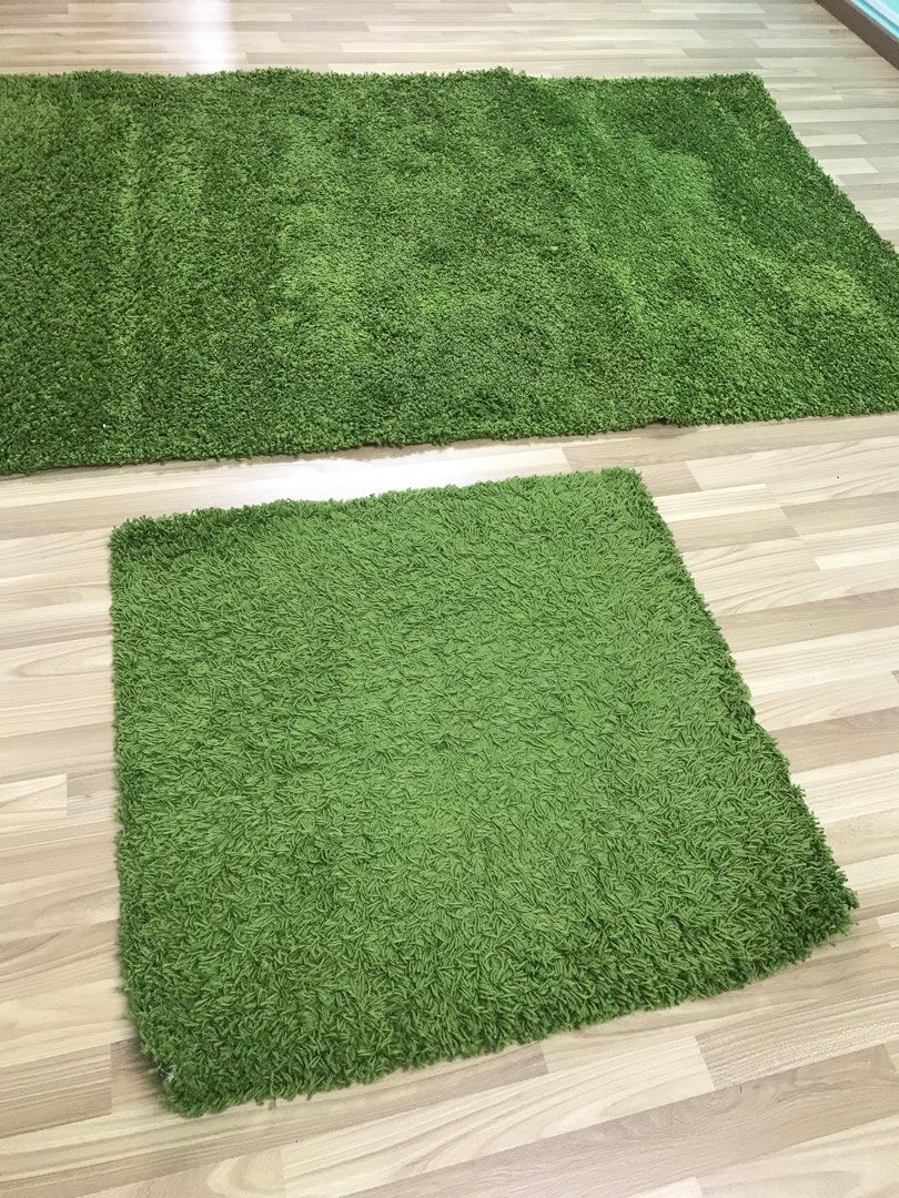 IKEA Hampen Green High Pile Rugs, Furniture & Home Living, Home Decor