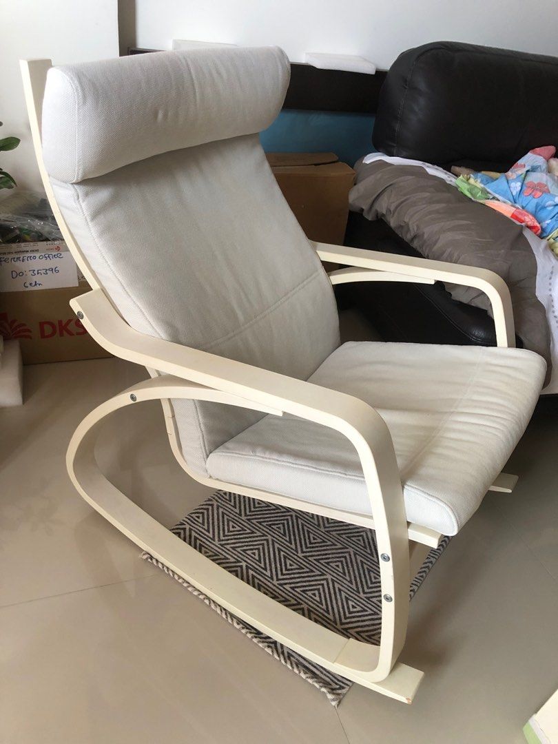IKEA Poang Rocking Chair with stool, Furniture & Home Living, Furniture