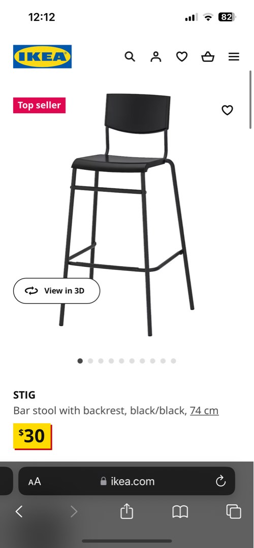 IKEA STIG Bar Stool, Furniture & Home Living, Furniture, Chairs on
