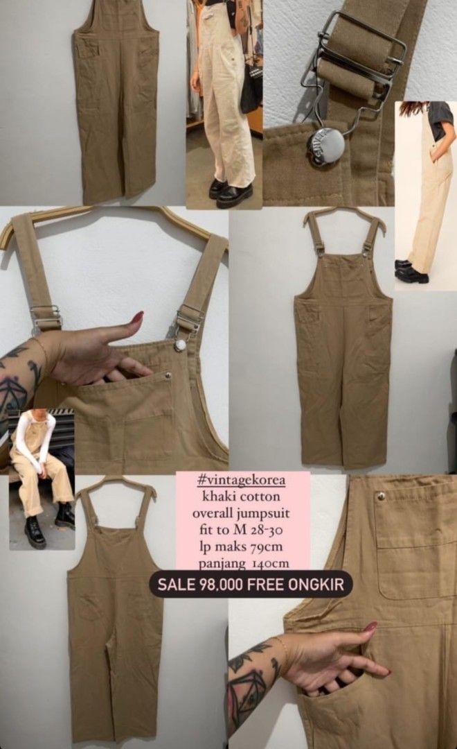 Jumpsuit overalls baju kodok thrifted japan khaki brown merk To Blossom