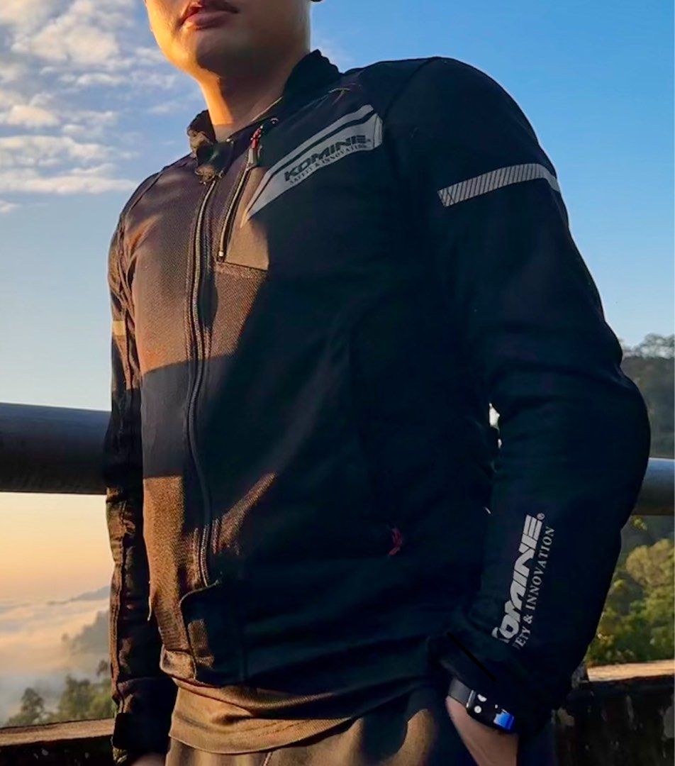 Komine jk 140 full black riding jacket M size Men s Fashion
