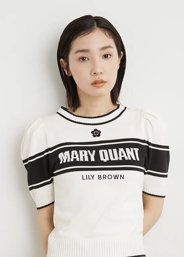 全新日本lily brown x Mary quant 黑白針織上衣, 女裝, 上衣