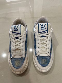LOUIS VUITTON x VIRGIL ABLOH white leather TRAINER Low Top Sneakers Shoes  37.5 at 1stDibs