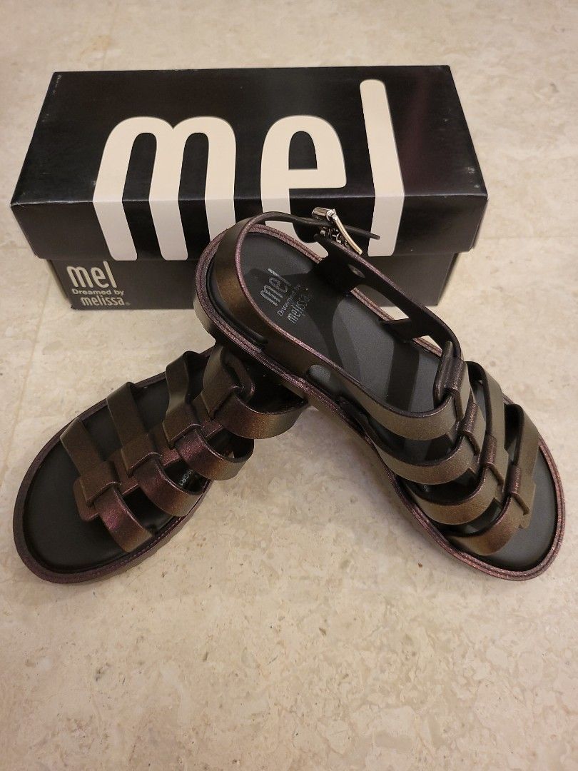 Melissa Mel flox shine kids sandals iridescent red size 3