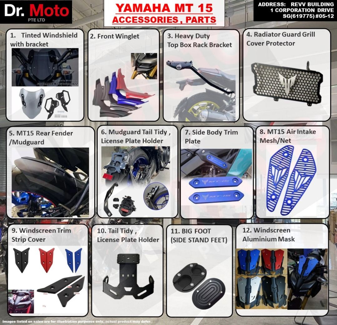 MT15 Accessories Rack Windshield Brake Clutch lever Air scoop