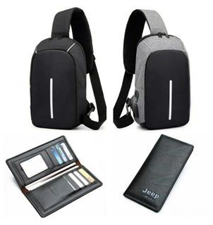Multifunctional Ant-Theft Back Zip Design Sling Chest Bag With Long Flip Wallet