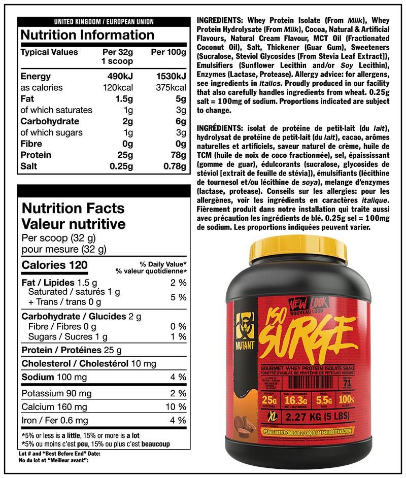Mutant iso surge 5lbs whey isolate protein powder, Health & Nutrition ...