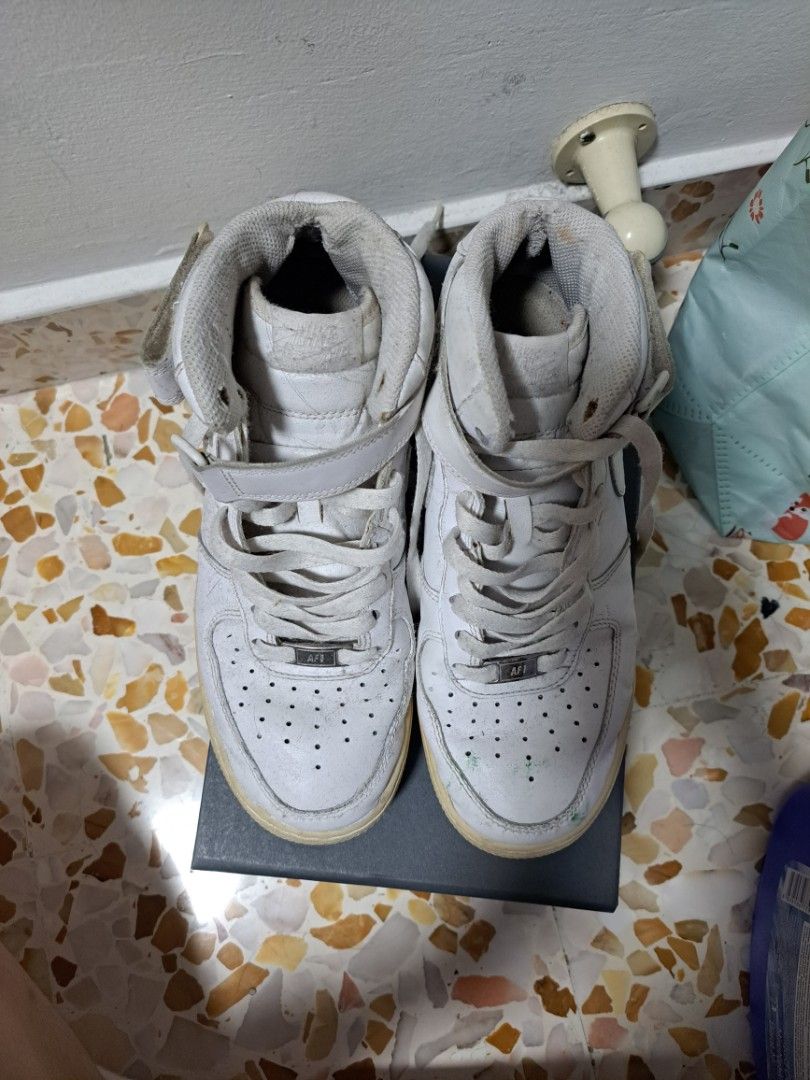 Nike Air Force 1 Mens White Strap Athletic Mid Top Trainer
