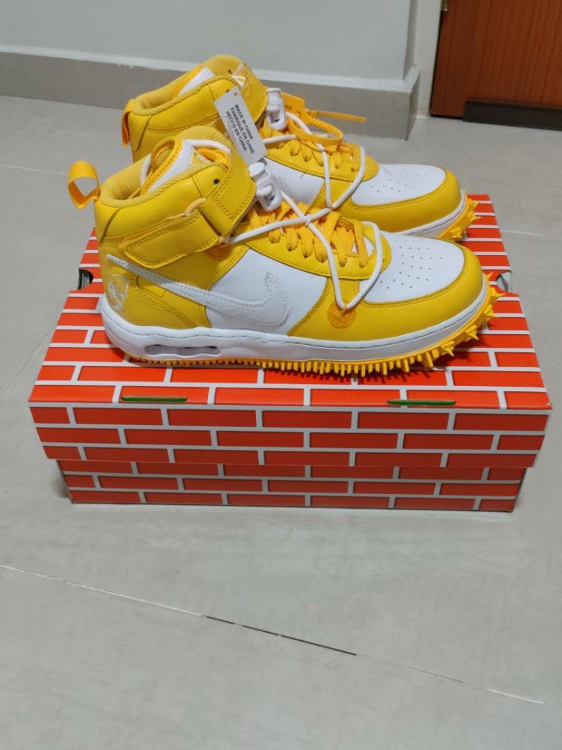 Nike X off White Air force 1 Mid SP Leather Varsity Maize US10