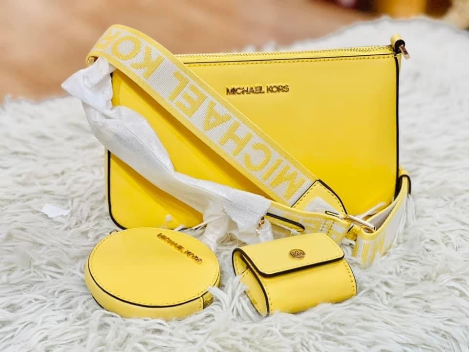 ORIGINAL MICHAEL KORS JET SET CROSSBODY TECH YELLOW