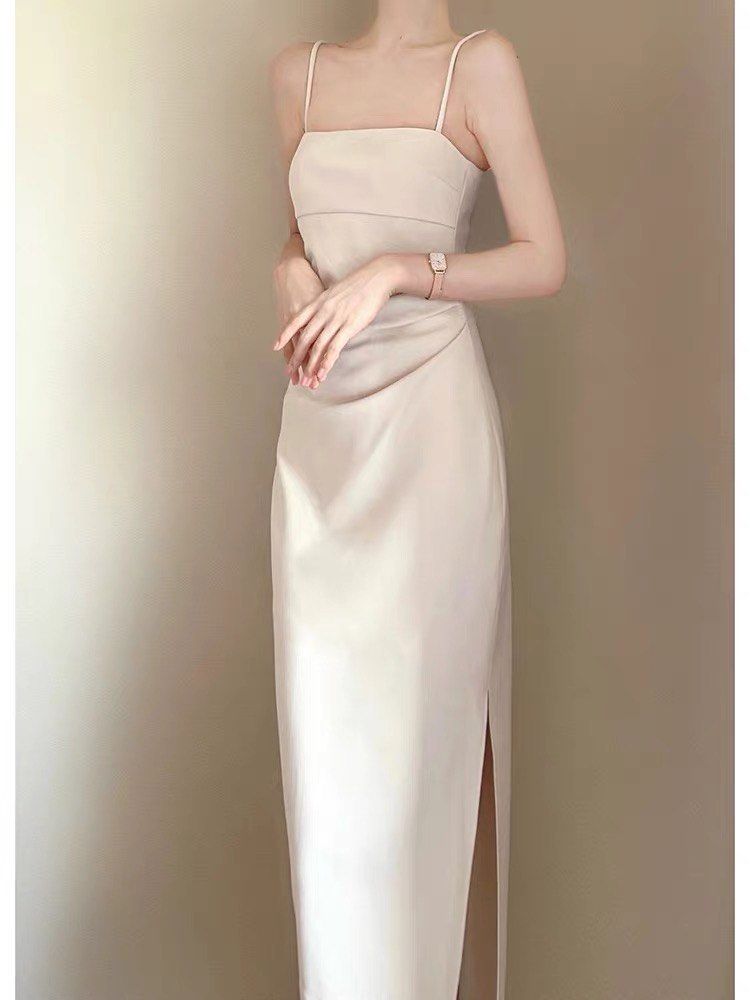 PO bodycon white dress with slit evening prom party wedding