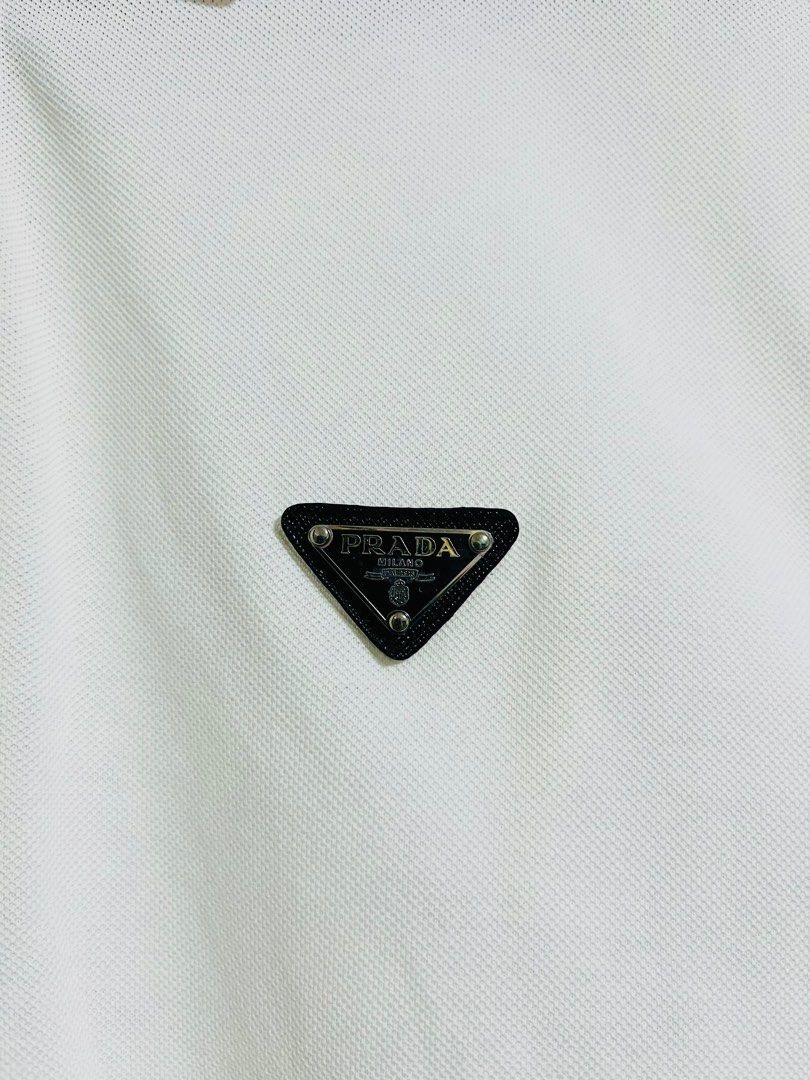 PRADA /Mytheresa terry polo shirt white, Men's Fashion, Tops