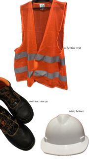 PRELOVED PPE (Steel toe, safety helmet and reflective vest)