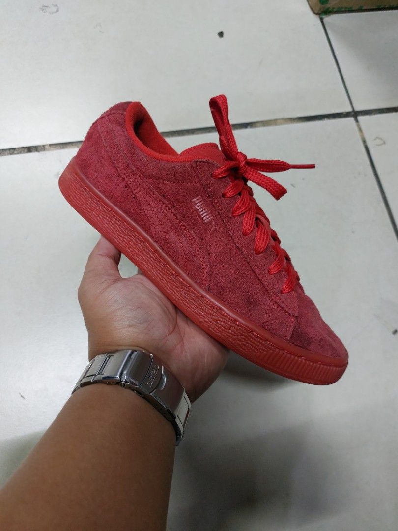 Puma Suede Unisex Embossed Iced Red Casual Sneakers 23.5 cm Women s Fashion Footwear Sneakers on Carousell