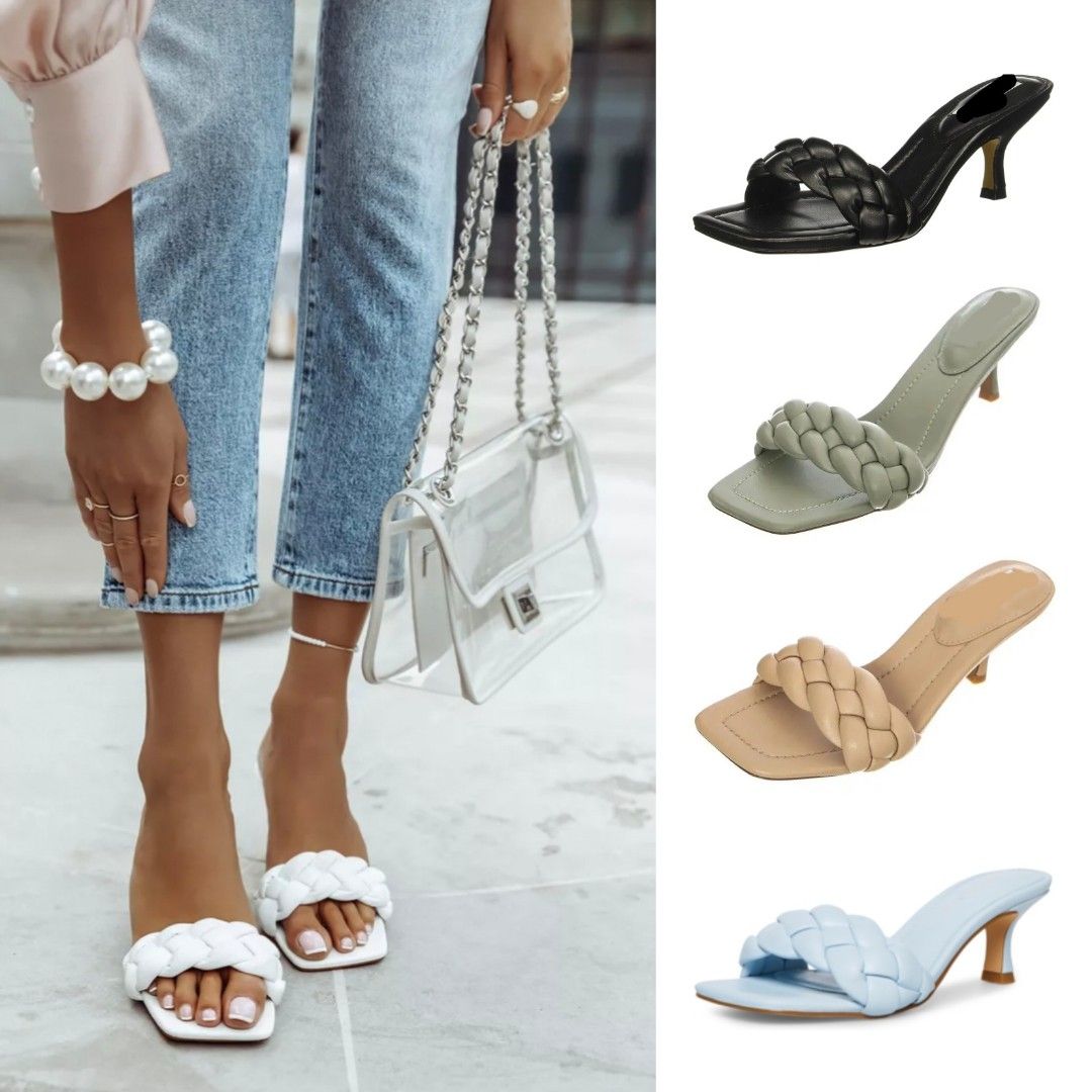 Stradivarius heeled sandals sales with padded braid detail