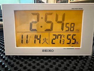 Seiko Alarm Clock w/ Thermometer Temperature BC402W White Digital Watch Calendar