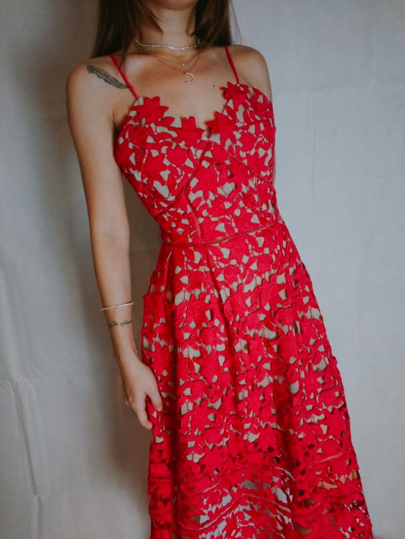 Self Portrait Inspired Red Dress Women s Fashion Dresses Sets